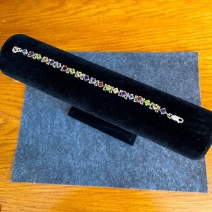 Silpada Sterling Silver Multi Color Gemstone Tennis Bracelet
